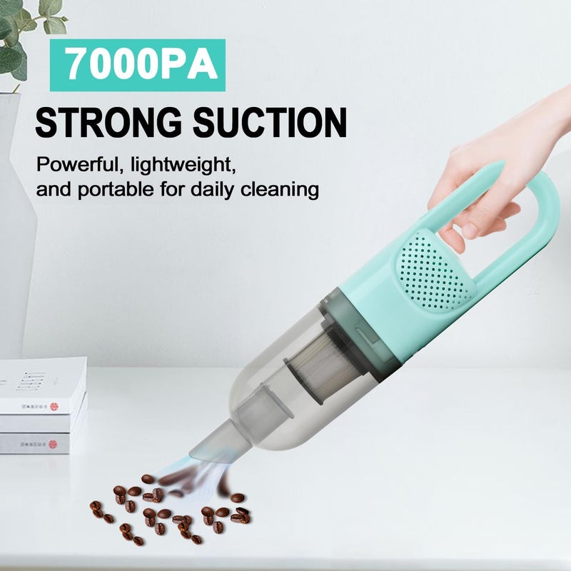 SIPPON مكنسة كهربائية خفيفة الوزن 6 في 1 بعزم دوران قوي 100 واط، مكنسة منزلية محمولة صغيرة لتنظيف الأرضيات الصلبة والسجاد وشعر الحيوانات الأليفة (خضراء بدون سلك مع قابس) - Image 5